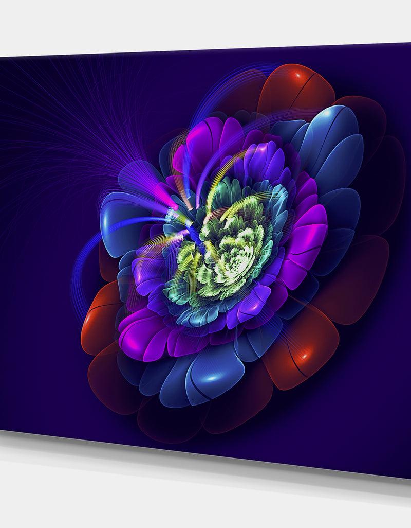 Designq Colorful Abstract Fractal Flower - Art On Wrapped Canvas