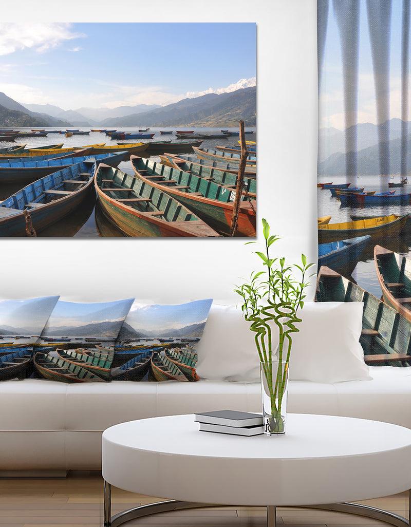designq Colorful Boats Pokhara Lake - Boat Canvas Artwork