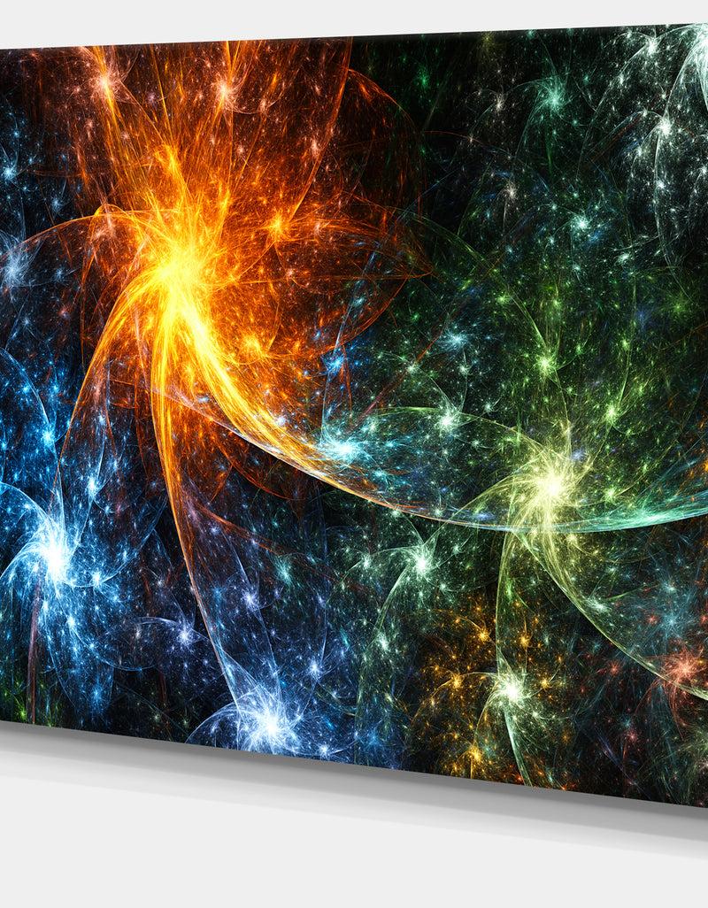 Designq Colorful Fireworks With Stars'Extra Large Abstract Canvas Art Print