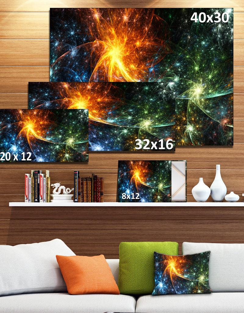 Designq Colorful Fireworks With Stars'Extra Large Abstract Canvas Art Print