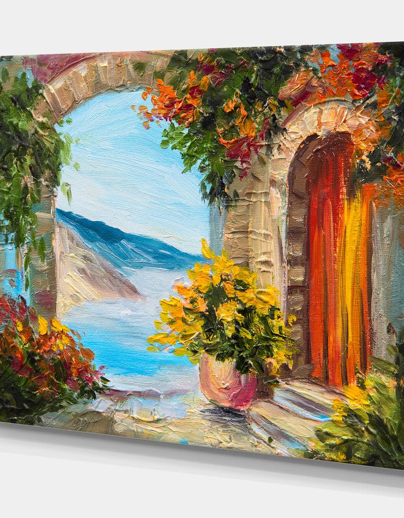 Designq Colorful Flowers Street - Floral Painting Print On Wrapped Canvas