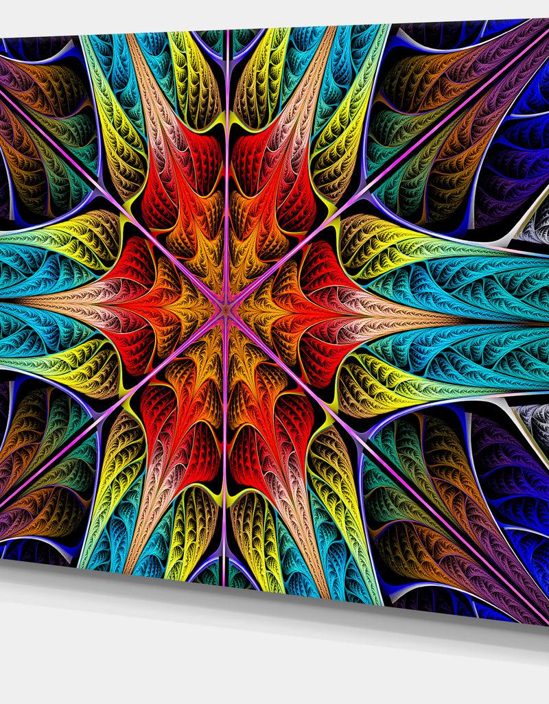 Designq Colorful Fractal Stained Glass - Large Wall Art On Canvas