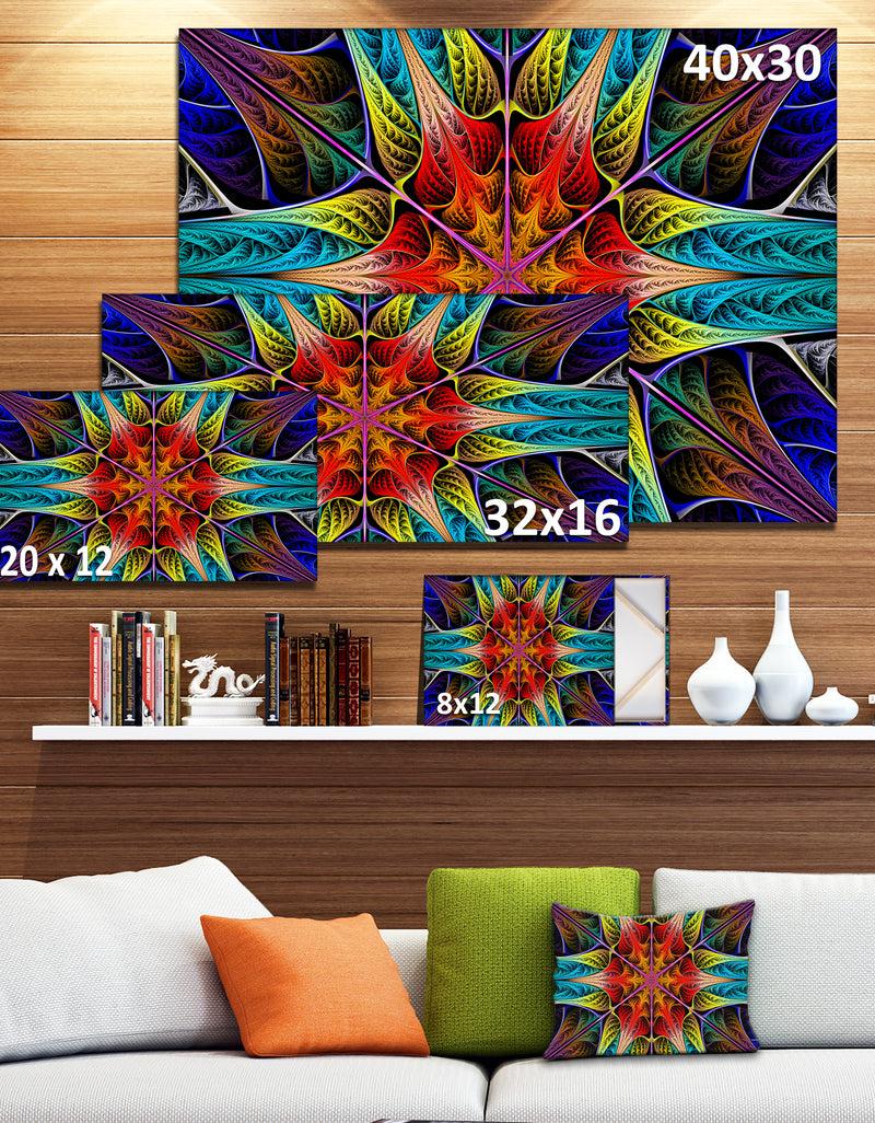 Designq Colorful Fractal Stained Glass - Large Wall Art On Canvas
