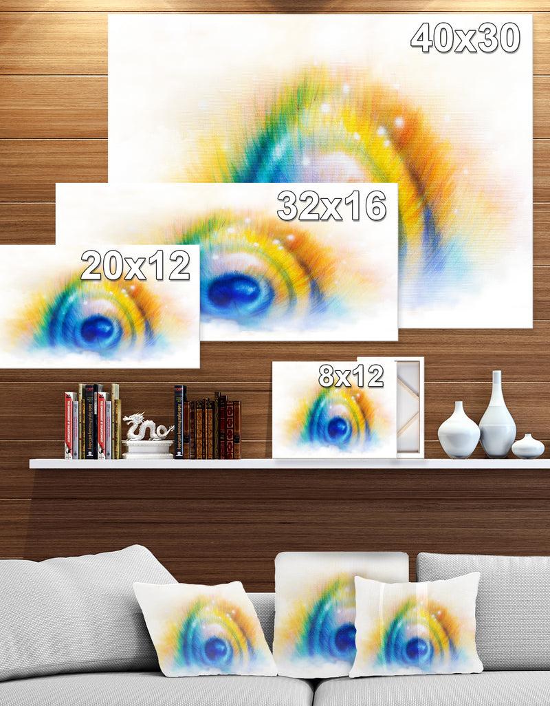 Designq Colorful Peacock Feather - Abstract Painting Print On Wrapped Canvas