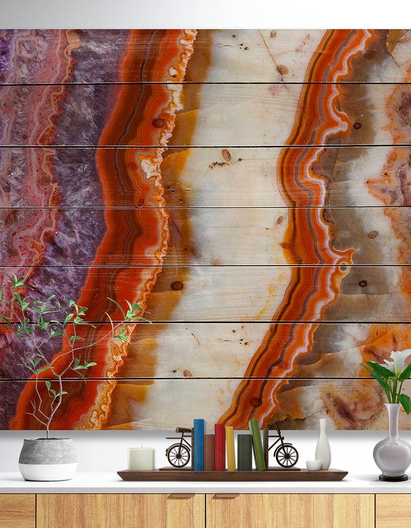 designq Colorful Stone Stripes - Abstract Print on Natural Pine Wood