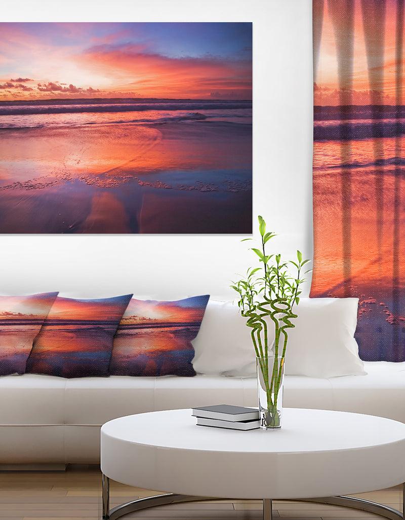 designq Colorful Tropical Beach with Clouds - Seashore Canvas Wall Art