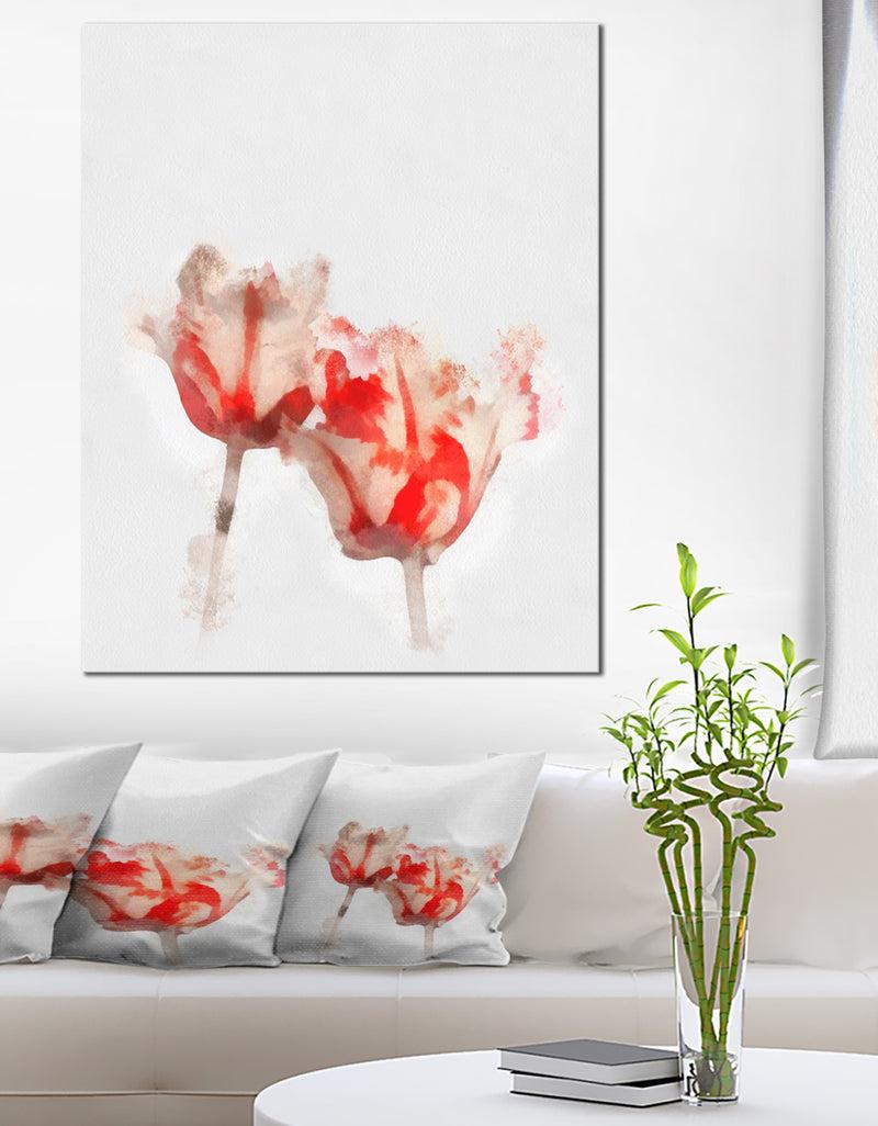 designq Colorful Watercolor Roses on White - Large Floral Canvas Artwork