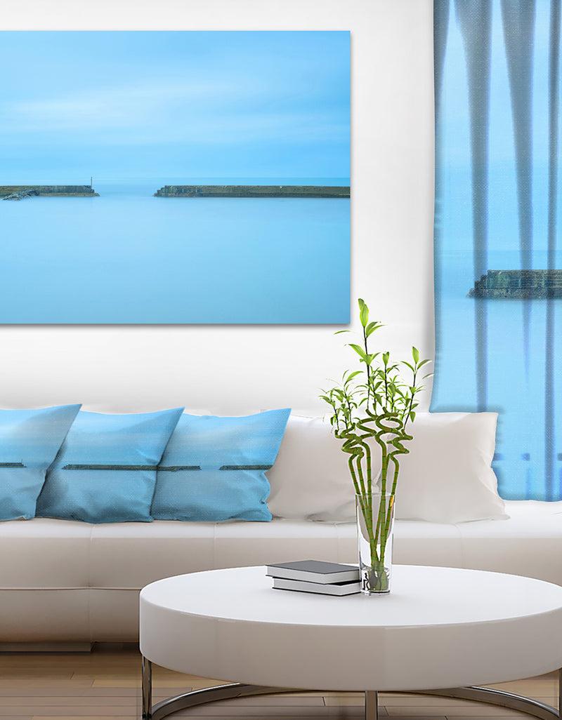 designq Concrete Pier and Stairs - Seascape Photo Canvas Print