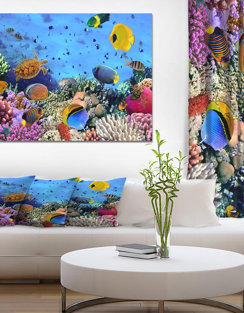 designq Coral Reef Coral Colony - Sea & Shore Nautical Photographic on wrapped Canvas
