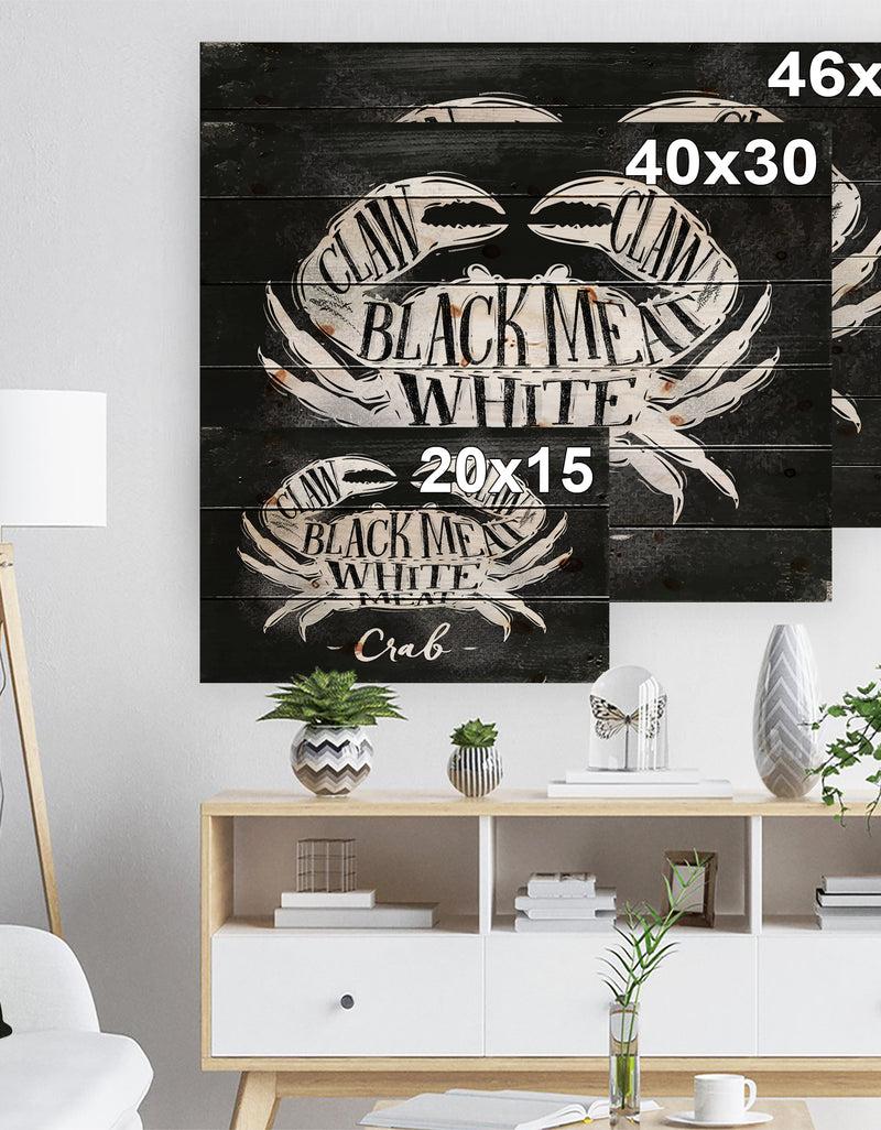Designq Crab Cutting Scheme Chalk - Animals Painting Print On Natural Pine Wood