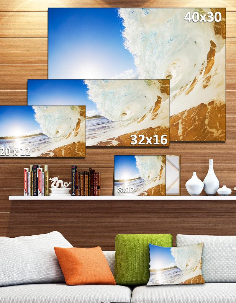 Designq Crashing Sandy Ocean Waves - Modern Beach Canvas Art Print