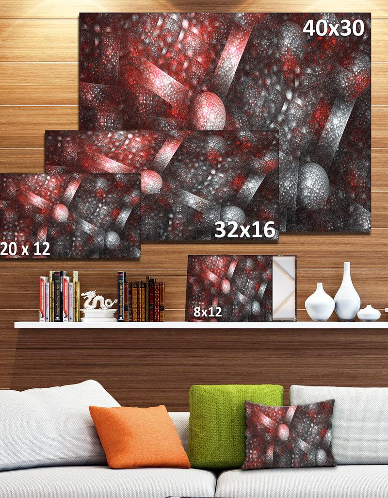 Designq Crystal Cell Red Steel Texture - Extra Large Abstract Canvas Art Print