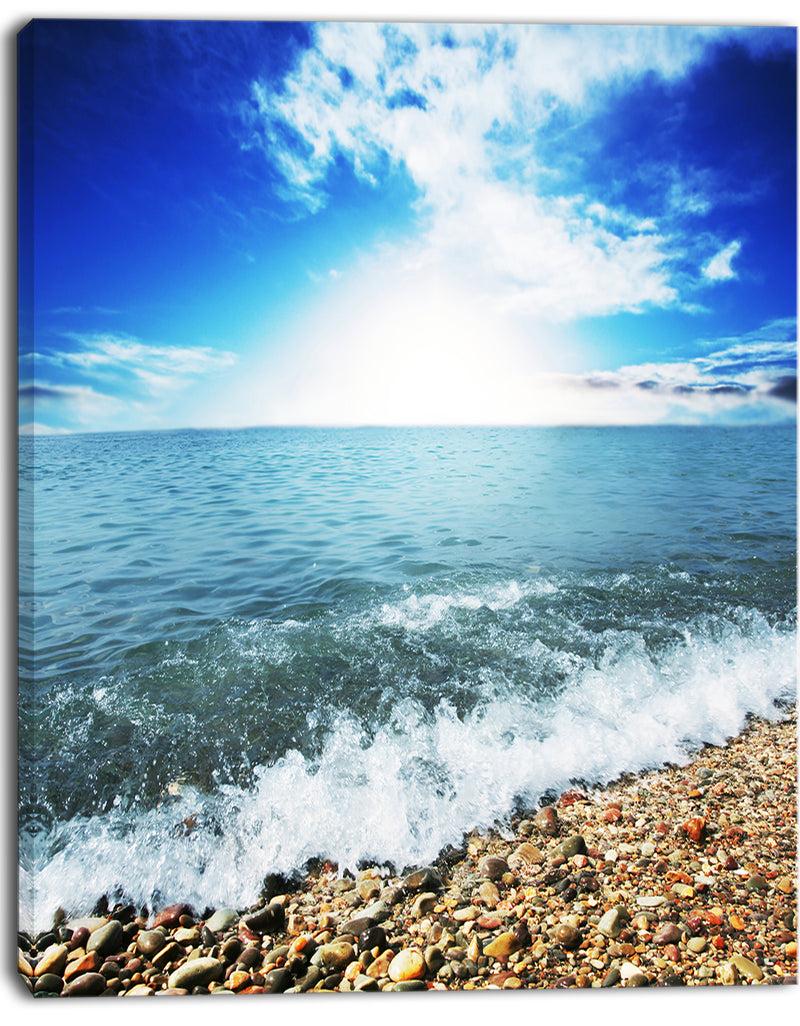 Designq Crystal Clear Blue Sea Waves - Seashore Canvas Wall Artwork