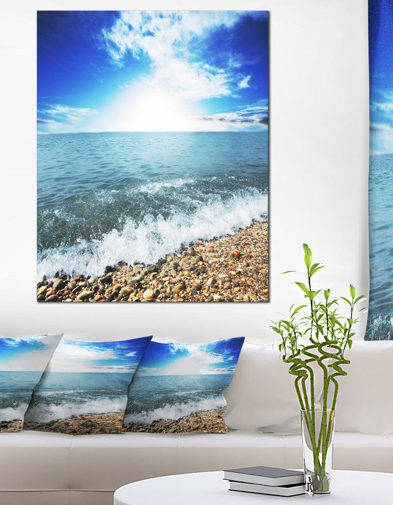 designq Crystal Clear Blue Sea Waves - Seashore Canvas Wall Artwork
