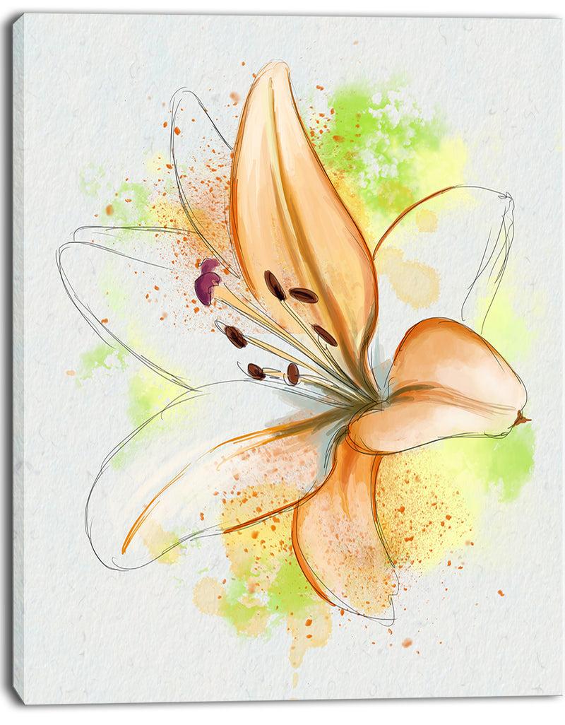 Designq Cute Yellow Flower With Green Splashes - Extra Large Floral Canvas Art