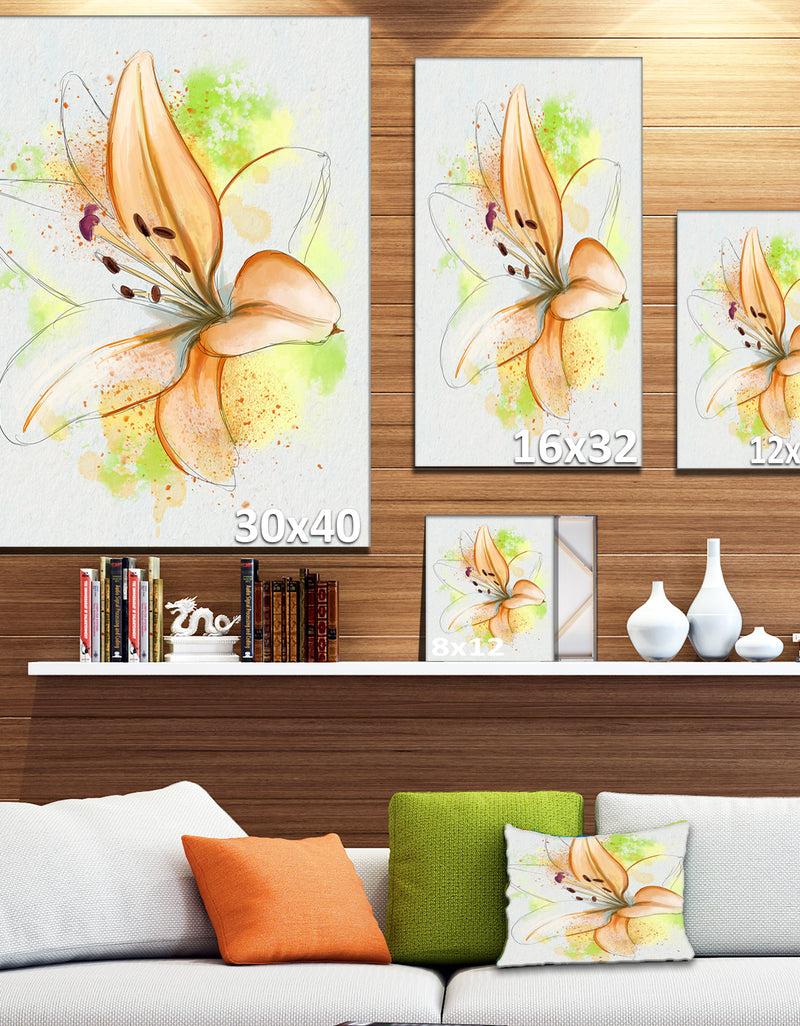 Designq Cute Yellow Flower With Green Splashes - Extra Large Floral Canvas Art