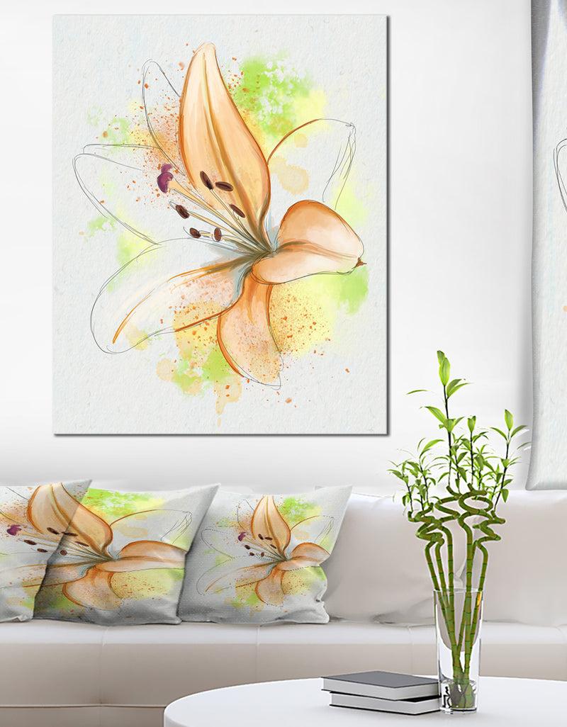 designq Cute Yellow Flower with Green Splashes - Extra Large Floral Canvas Art