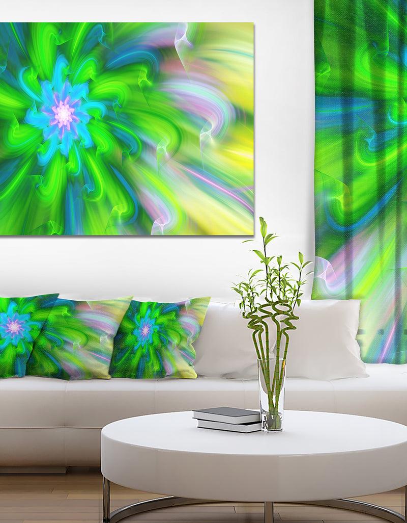 designq Dance of Green Flower Petals - Extra Large Floral Wall Art on Canvas
