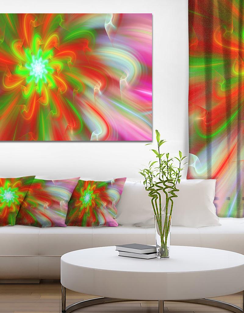 designq Dance of Red Fractal Flower Petals - Extra Large Floral Wall Art on Canvas