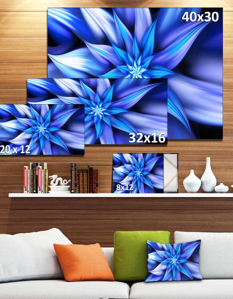 Designq Dancing Blue Flower Petals - Extra Large Floral Canvas Art Print