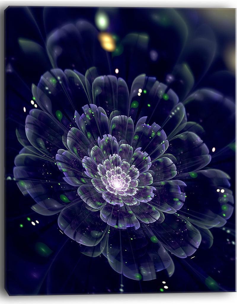 Designq Dark Blue Fractal Flower Digital Art - Large Floral Canvas Art Print