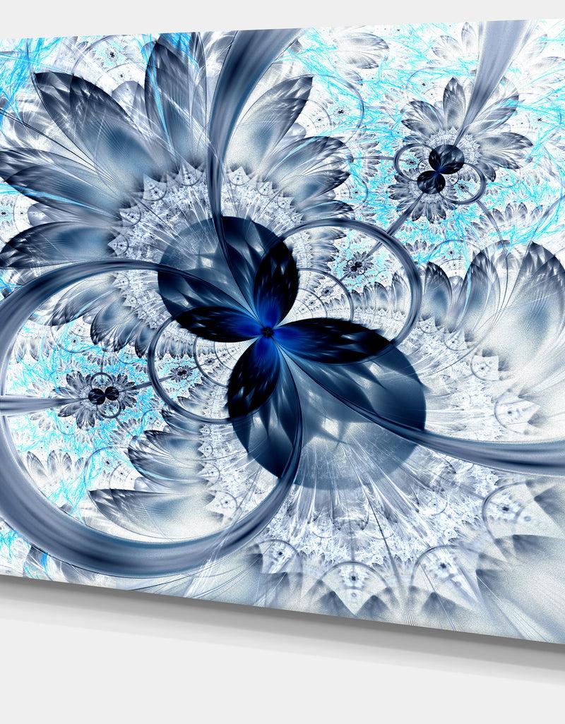 Designq Dark Blue Purple Fractal Flower - Abstract Wall Art On Canvas