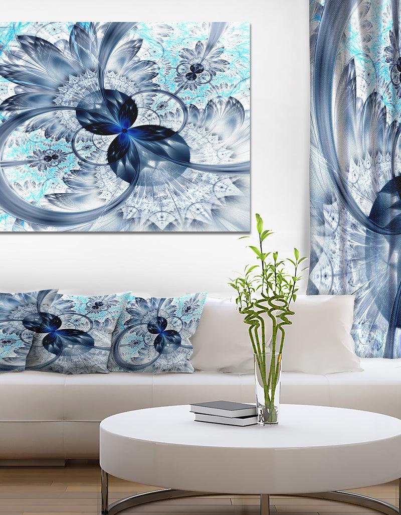 designq Dark Blue Purple Fractal Flower - Abstract Wall Art on Canvas