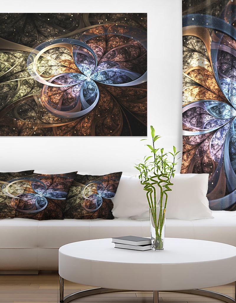 designq Dark Brown Fractal Flower Digital Art - Large Floral Canvas Art Print
