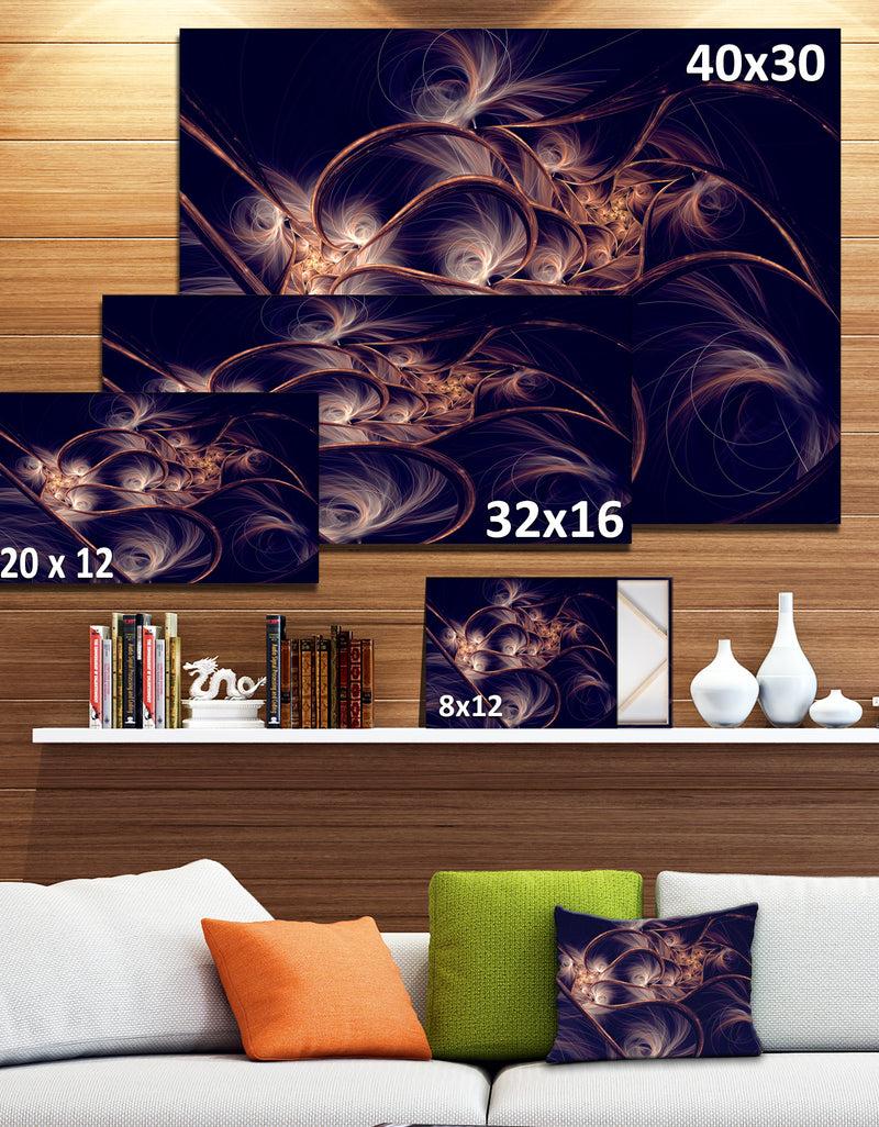 Designq Dark Gold Fractal Flower Pattern - Abstract Canvas Art Print