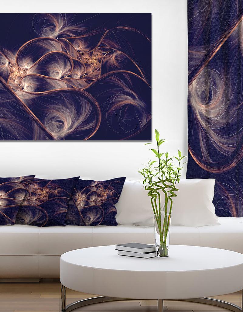 designq Dark Gold Fractal Flower Pattern - Abstract Canvas Art Print
