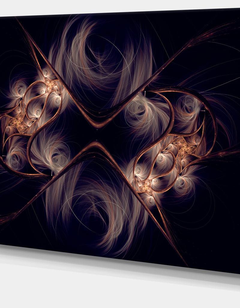 Designq Dark Gold Fractal Flower Pattern - Abstract Wall Art Canvas