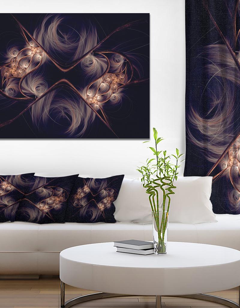 designq Dark Gold Fractal Flower Pattern - Abstract Wall Art Canvas
