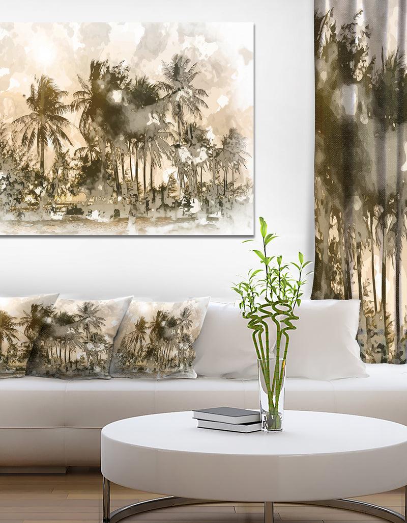 designq Dark Palms at Sunset - Landscape Canvas Art Print