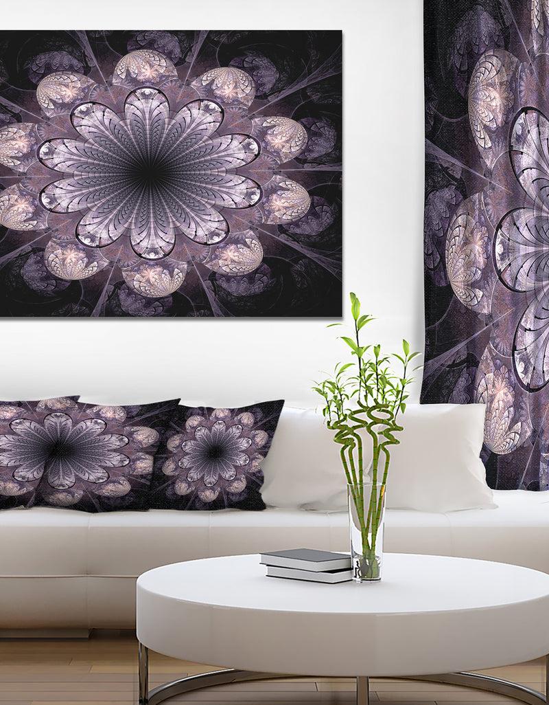 designq Dark Pink Fractal Flower Pattern - Abstract Wall Art on Canvas