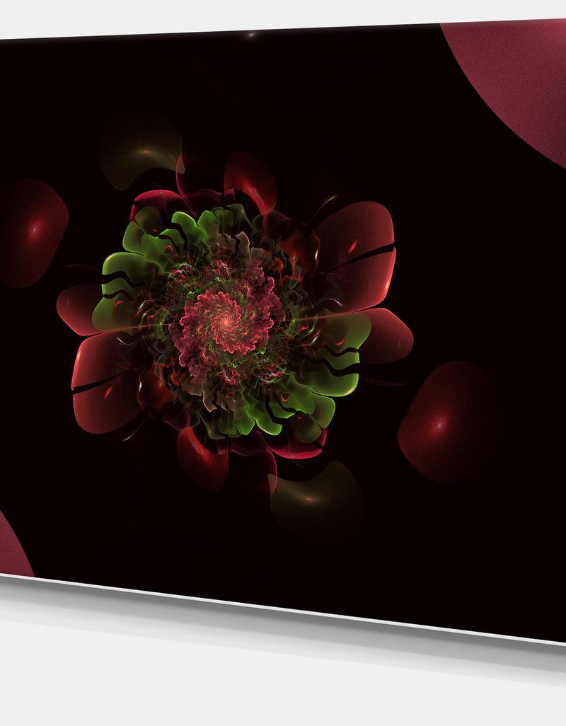 Designq Dark Purple Rounded Fractal Flower - Large Floral Canvas Art Print