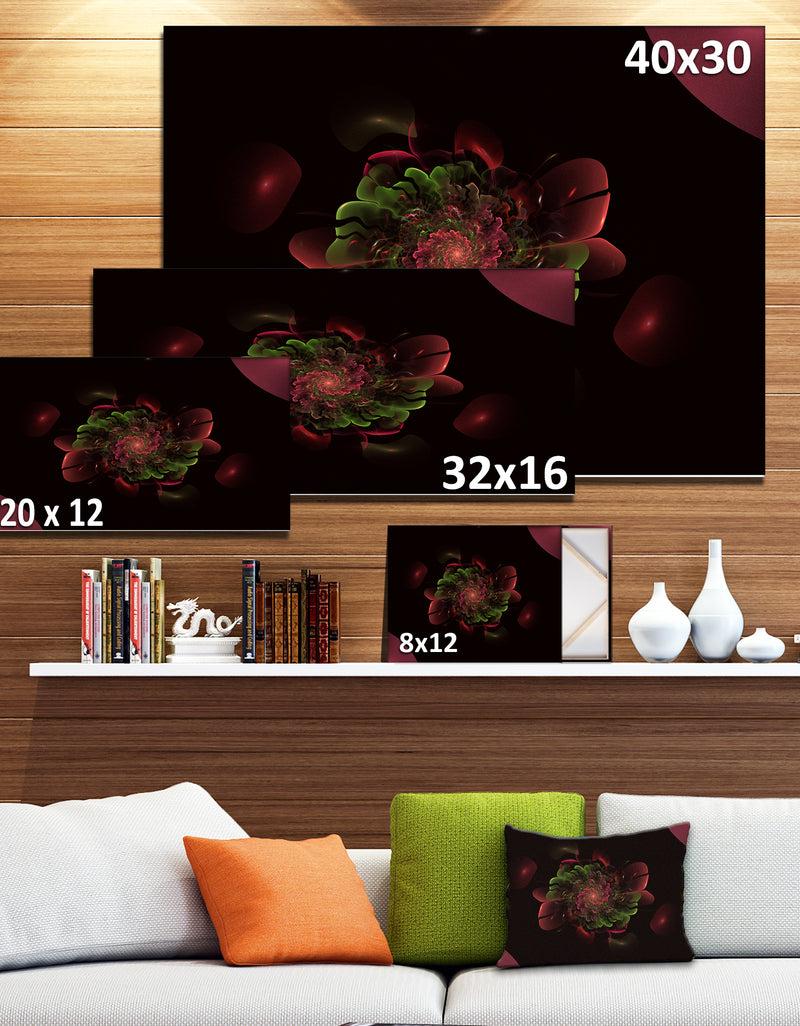 Designq Dark Purple Rounded Fractal Flower - Large Floral Canvas Art Print