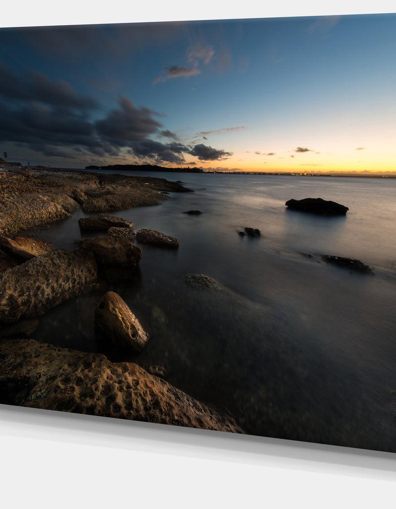 Designq Dark Sydney Coastline - Seashore Canvas Wall Artwork