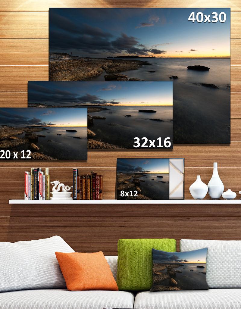 Designq Dark Sydney Coastline - Seashore Canvas Wall Artwork