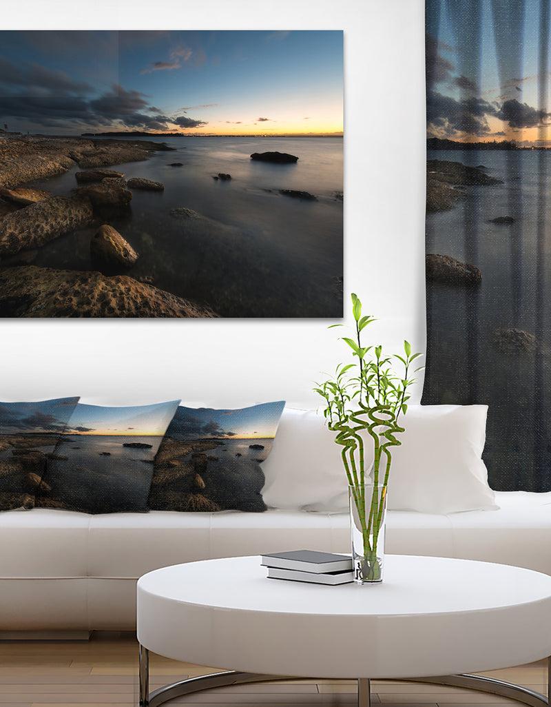 designq Dark Sydney Coastline - Seashore Canvas Wall Artwork