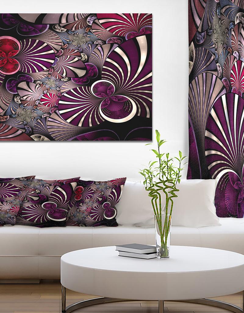 designq Dark Violet Fractal Flower - Abstract Wall Art Canvas