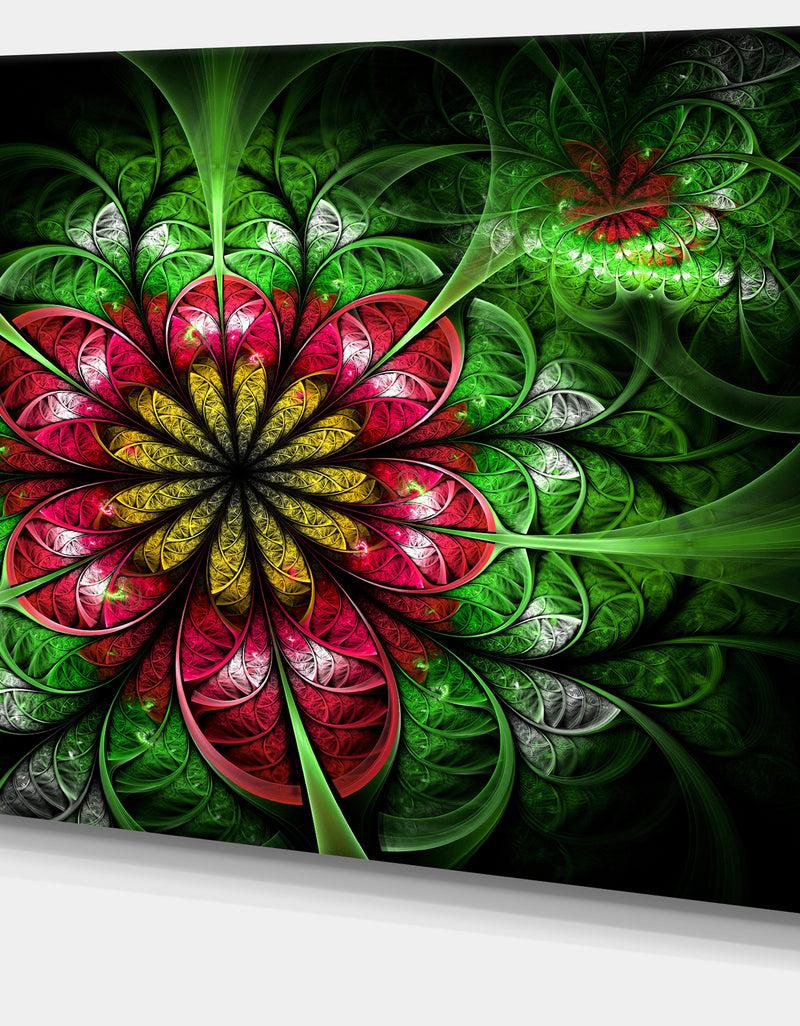 Designq Dark Yellow And Green Flower'Extra Large Abstract Canvas Art Print