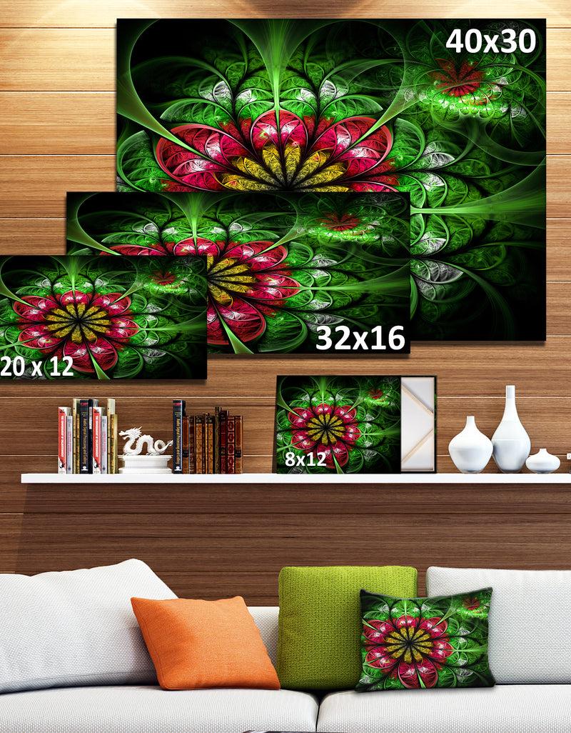 Designq Dark Yellow And Green Flower'Extra Large Abstract Canvas Art Print