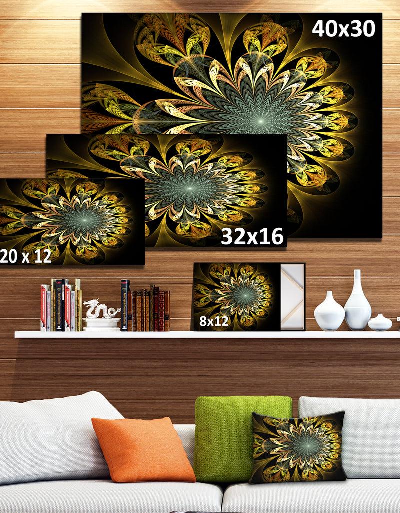 Designq Dark Yellow Digital Flower'Extra Large Abstract Canvas Art Print