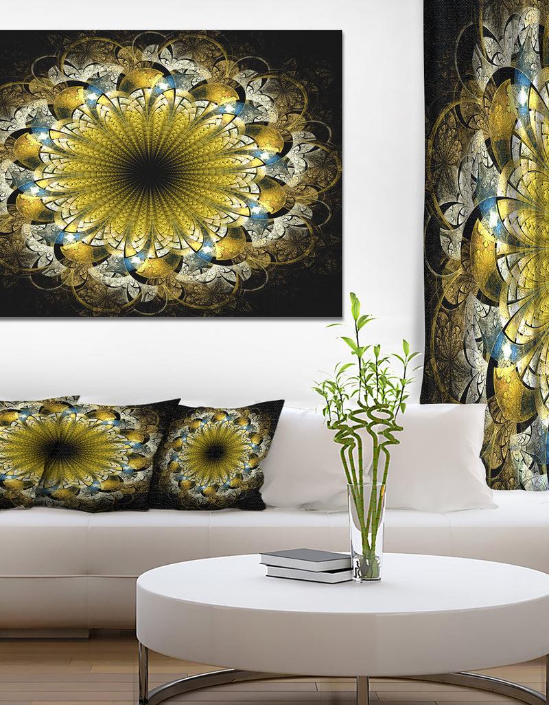 designq Dark Yellow Fractal Flower - Abstract Wall Art on Canvas