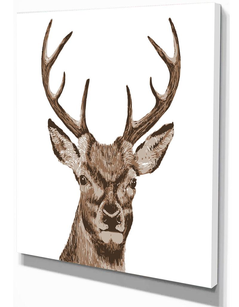 Designq Deer Head - Animals Painting Print On Wrapped Canvas