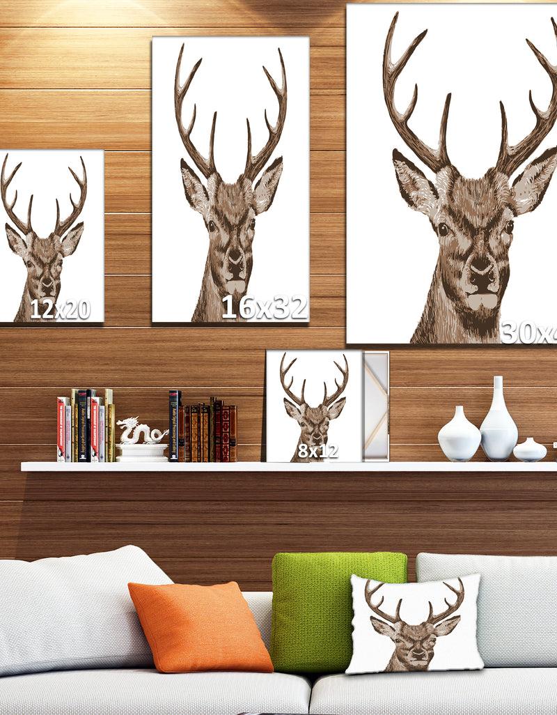 Designq Deer Head - Animals Painting Print On Wrapped Canvas