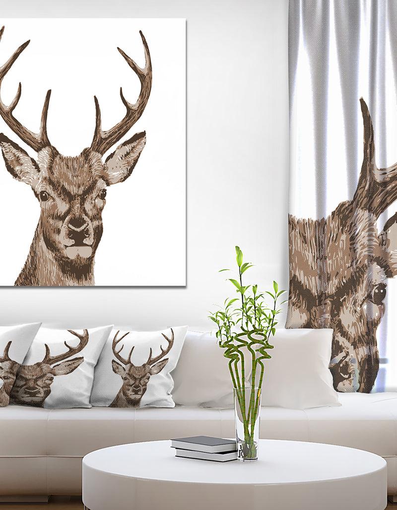 designq Deer Head - Animals Painting Print on Wrapped Canvas
