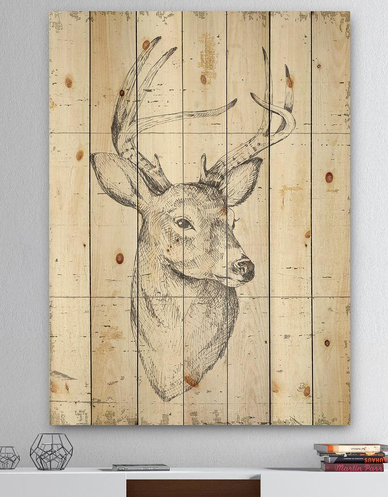 designq Deer Wild and Beautiful II - Wildlife Animal Print on Natural Pine Wood