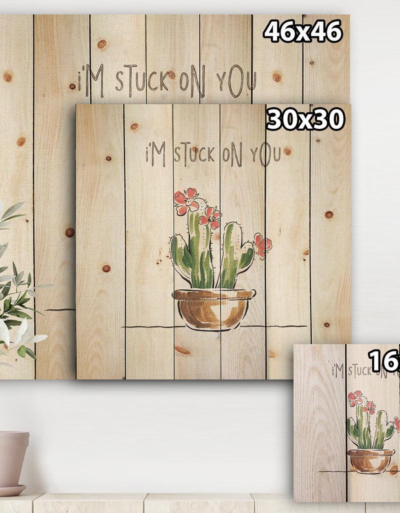 Designq Desert Botanical Bloom II - Cabin & Lodge Print On Natural Pine Wood