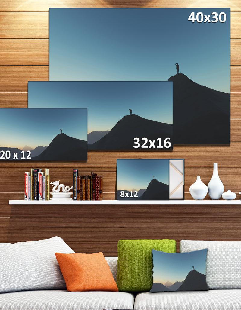 Designq Design Canvas Art Print 'Man Looking From Mountain - Extra Large Landscape Canvas Art Print